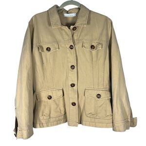 Cut Loose Boxy Tan Jacket Shacket Style Button Front Medium